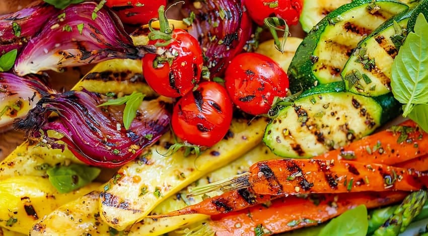 grilled vegetables stored in a container
